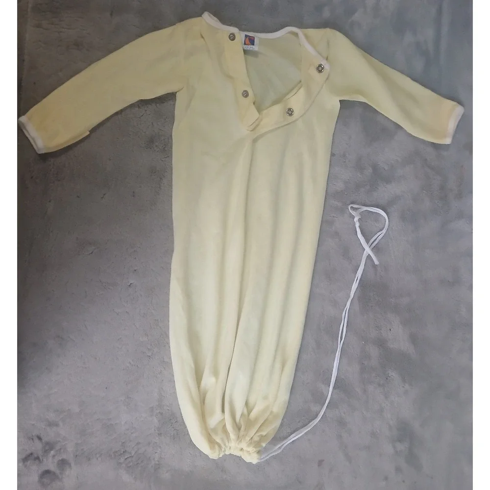 Vintage Carters Layette Yellow Long Sleeve Baby Sleep Sack Gown Made in USA 22in